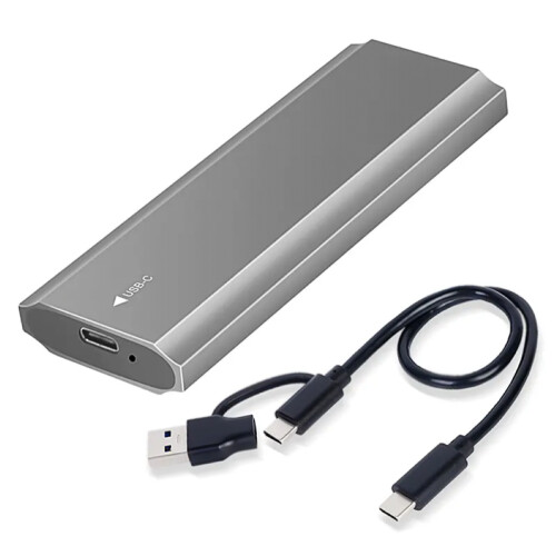 Refurbished 512GB M.2 SATA SSD + High Speed Enclosure 3.1 USB C (PCIe 10Gbps) - Aluminium