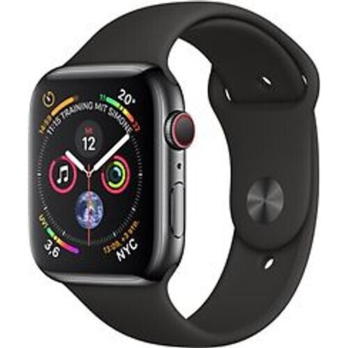 Refurbished Apple Watch Series 4 44 mm edelstaal space zwart met sportarmband [wifi + cellular] zwart