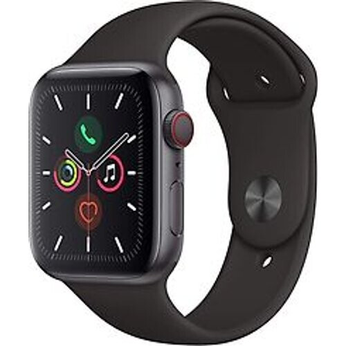 Refurbished Apple Watch Series 5 44 mm aluminium kast space grey op sportbandje zwart [wifi + cellular]