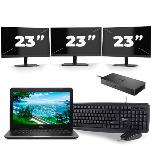 Refurbished Dell Latitude 3380 - Intel Core i3-6e Generatie - 13 inch - 8GB RAM - 256GB SSD - Windows 11 + 3x 23 inch Monitor