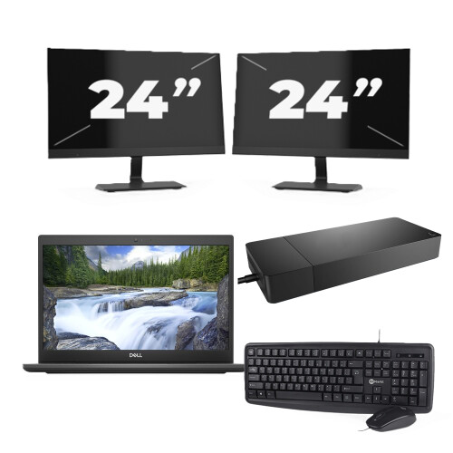 Refurbished Dell Latitude 3420 - Intel Core i3-11e Generatie - 14 inch - 8GB RAM - 256GB SSD - Windows 11 Home + 2x 24 inch Monitor