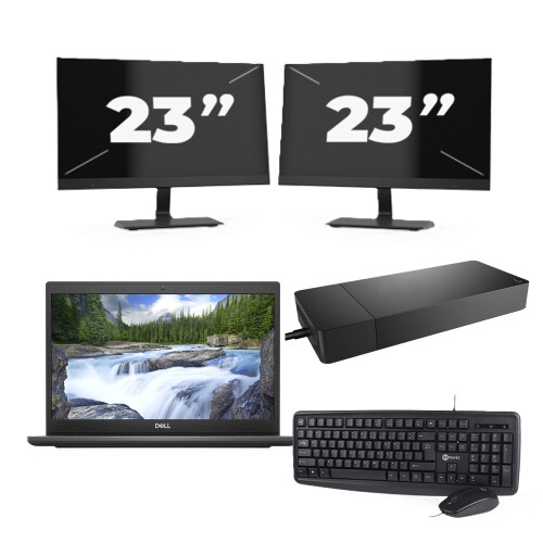 Refurbished Dell Latitude 3420 - Intel Core i3-11e Generatie - 14 inch - 8GB RAM - 256GB SSD - Windows 11 Home + 2x 23 inch Monitor