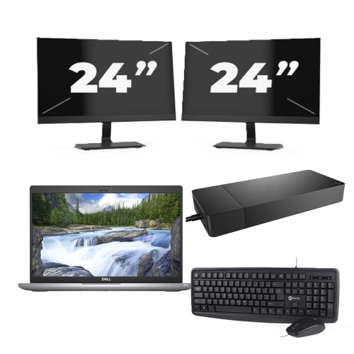 Refurbished Dell Latitude 5420 - Intel Core i3-11e Generatie - 14 inch - 8GB RAM - 256GB SSD - Windows 11 Home + 2x 24 inch Monitor