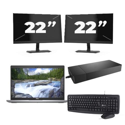 Refurbished Dell Latitude 5420 - Intel Core i3-11e Generatie - 14 inch - 8GB RAM - 256GB SSD - Windows 11 Home + 2x 22 inch Monitor