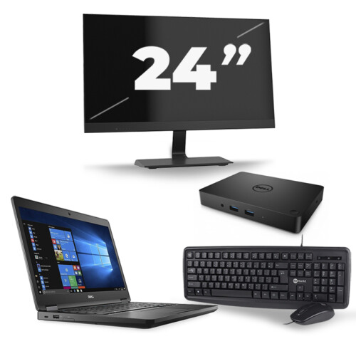 Refurbished Dell Latitude 5480 - Intel Core i5-6e Generatie - 14 inch - 8GB RAM - 256GB SSD - Windows 11 + 1x 24 inch Monitor