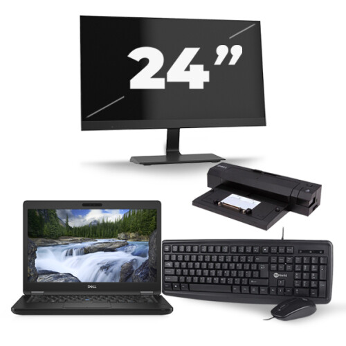 Refurbished Dell Latitude 5491 - Intel Core i7-8e Generatie - 14 inch - 16GB RAM - 256GB SSD - Windows 11 + 1x 24 inch Monitor