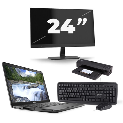 Refurbished Dell Latitude 5500 - Intel Core i5-8e Generatie - 15 inch - 16GB RAM - 256GB SSD - Windows 11 + 1x 24 inch Monitor