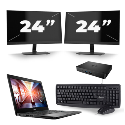 Refurbished Dell Latitude 7290 - Intel Core i5-8e Generatie - 12 inch - 16GB RAM - 256GB SSD - Windows 11 + 2x 24 inch Monitor