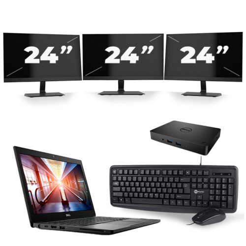 Refurbished Dell Latitude 7290 - Intel Core i5-8e Generatie - 12 inch - 16GB RAM - 256GB SSD - Windows 11 + 3x 24 inch Monitor