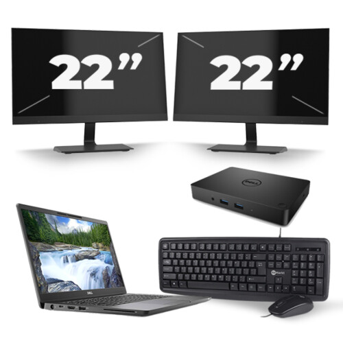 Refurbished Dell Latitude 7300 - Intel Core i7-8e Generatie - 13 inch - 8GB RAM - 256GB SSD - Windows 11 + 2x 22 inch Monitor