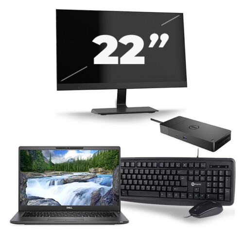 Refurbished Dell Latitude 7400 - Intel Core i5-8e Generatie - 14 inch - 8GB RAM - 256GB SSD - Windows 11 + 1x 22 inch Monitor