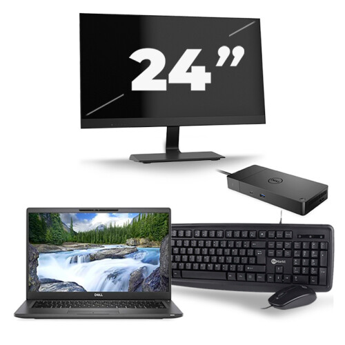 Refurbished Dell Latitude 7400 - Intel Core i5-8e Generatie - 14 inch - 8GB RAM - 256GB SSD - Windows 11 + 1x 24 inch Monitor