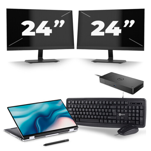 Refurbished Dell Latitude 9510 - Intel Core i7-10e Generatie - 15 inch - 16GB RAM - 256GB SSD - Windows 11 + 2x 24 inch Monitor