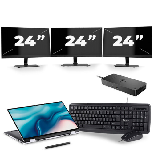 Refurbished Dell Latitude 9510 - Intel Core i7-10e Generatie - 15 inch - 16GB RAM - 256GB SSD - Windows 11 + 3x 24 inch Monitor