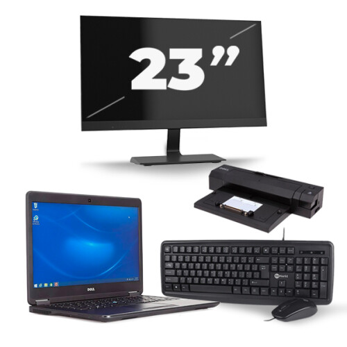 Refurbished Dell Latitude E7450 - Intel Core i7-5e Generatie - 14 inch - 8GB RAM - 128GB SSD - Windows 11 + 1x 23 inch Monitor