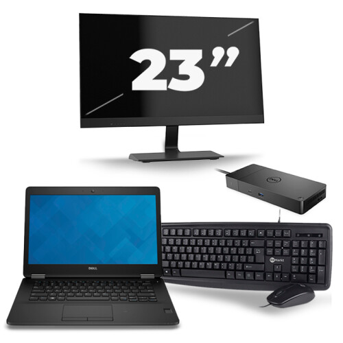 Refurbished Dell Latitude E7470 - Intel Core i5-6e Generatie - 14 inch - 8GB RAM - 256GB SSD - Windows 11 + 1x 23 inch Monitor