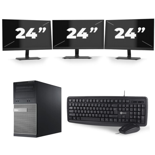 Refurbished Dell Optiplex 3020 Micro Tower - Intel Core i7-4e Generatie - 16GB RAM - 256GB SSD - Windows 10 + 3x 24 inch Monitor