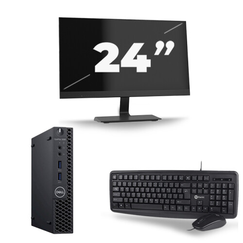 Refurbished Dell Optiplex 3060 Micro USFF - Intel Core i5-8e Generatie - 16GB RAM - 256GB SSD - Windows 11 + 1x 24 inch Monitor
