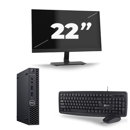 Refurbished Dell Optiplex 3060 Micro USFF - Intel Core i5-8e Generatie - 16GB RAM - 256GB SSD - Windows 11 + 1x 22 inch Monitor
