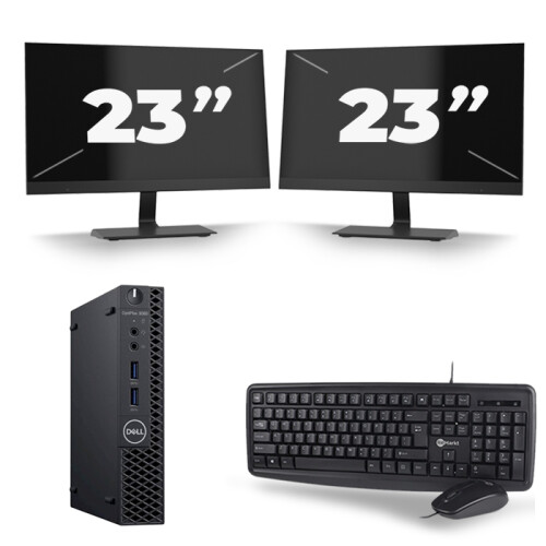 Refurbished Dell Optiplex 3060 Micro USFF - Intel Core i7-8e Generatie - 16GB RAM - 256GB SSD - Windows 11 + 2x 23 inch Monitor