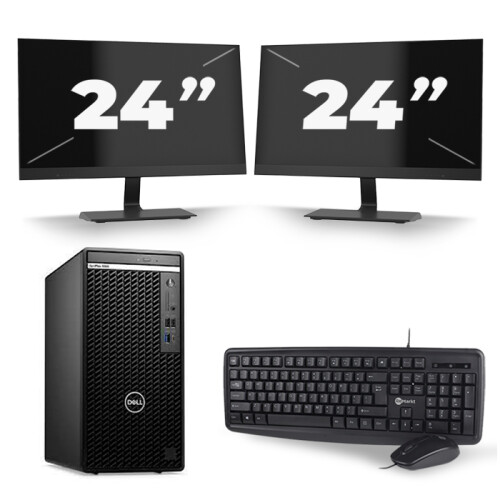 Refurbished Dell Optiplex 390 Desktop - Intel Core i3-2e Generatie - 8GB RAM - 256GB SSD - Windows 10 + 2x 24 inch Monitor