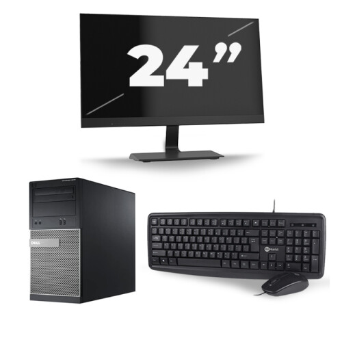 Refurbished Dell Optiplex 390 Micro Tower - Intel Core i3-2e Generatie - 8GB RAM - 256GB SSD - Windows 10 + 1x 24 inch Monitor