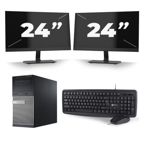 Refurbished Dell Optiplex 390 Micro Tower - Intel Core i5-2e Generatie - 8GB RAM - 256GB SSD - Windows 10 + 2x 24 inch Monitor