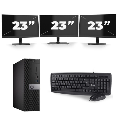 Refurbished Dell Optiplex 5050 SFF - Intel Core i3-6e Generatie - 8GB RAM - 256GB SSD - Windows 11 + 3x 23 inch Monitor