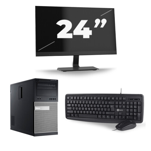 Refurbished Dell Optiplex 7010 Micro Tower - Intel Core i3-3e Generatie - 8GB RAM - 256GB SSD - Windows 10 + 1x 24 inch Monitor