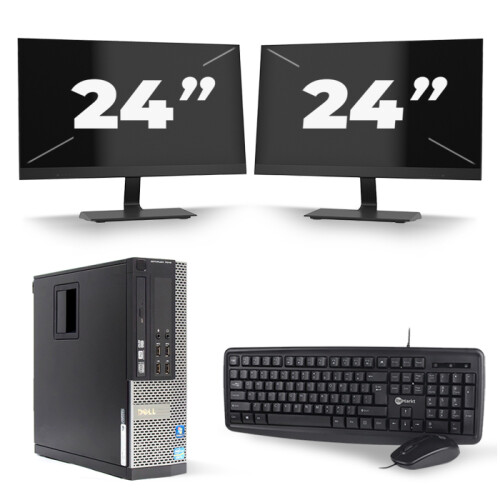 Refurbished Dell Optiplex 7010 SFF - Intel Core i3-3e Generatie - 8GB RAM - 256GB SSD - Windows 10 + 2x 24 inch Monitor