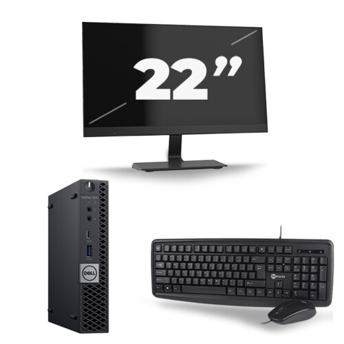 Refurbished Dell Optiplex 7070 Micro USFF - Intel Core i5-9e Generatie - 8GB RAM - 256GB SSD - Windows 11 + 1x 22 inch Monitor