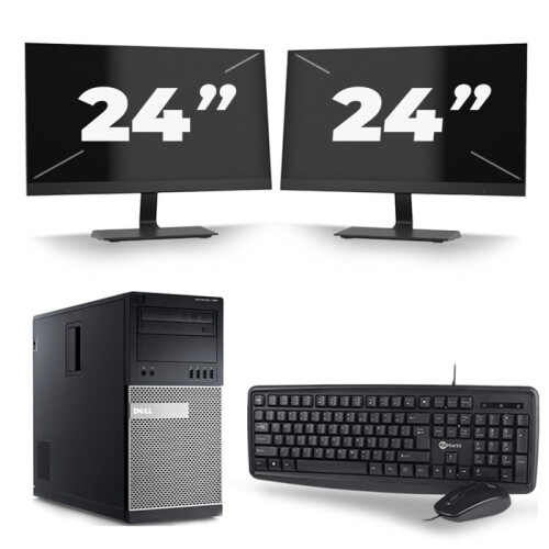 Refurbished Dell Optiplex 790 Micro Tower - Intel Core i3-2e Generatie - 8GB RAM - 256GB SSD - Windows 10 + 2x 24 inch Monitor