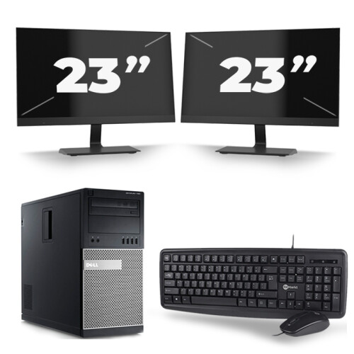 Refurbished Dell Optiplex 790 Micro Tower - Intel Core i3-2e Generatie - 8GB RAM - 256GB SSD - Windows 10 + 2x 23 inch Monitor