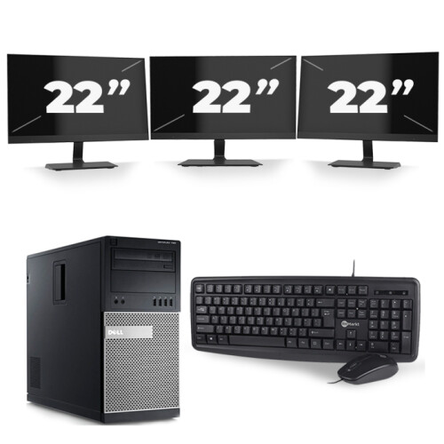 Refurbished Dell Optiplex 790 Micro Tower - Intel Core i5-2e Generatie - 8GB RAM - 256GB SSD - Windows 10 + 3x 22 inch Monitor