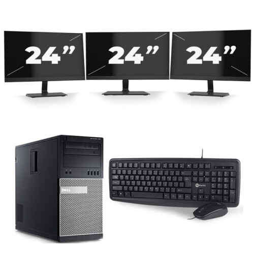 Refurbished Dell Optiplex 790 Micro Tower - Intel Core i5-2e Generatie - 8GB RAM - 256GB SSD - Windows 10 + 3x 24 inch Monitor