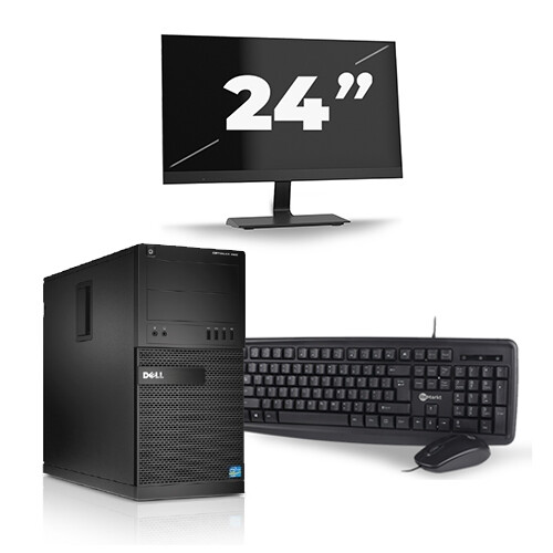 Refurbished Dell Optiplex XE2 Micro Tower - Intel Core i5-4e Generatie - 8GB RAM - 256GB SSD - Windows 10 + 1x 24 inch Monitor