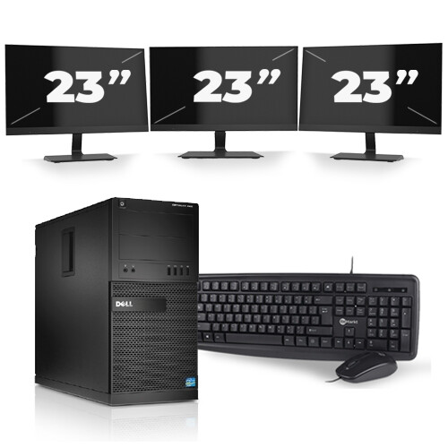 Refurbished Dell Optiplex XE2 Micro Tower - Intel Core i7-4e Generatie - 16GB RAM - 256GB SSD - Windows 10 + 3x 23 inch Monitor
