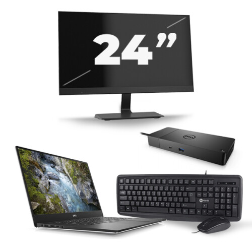 Refurbished Dell Precision 5540 - Intel Core i7-9e Generatie - 15 inch - 16GB RAM - 256GB SSD - Windows 11 + 1x 24 inch Monitor