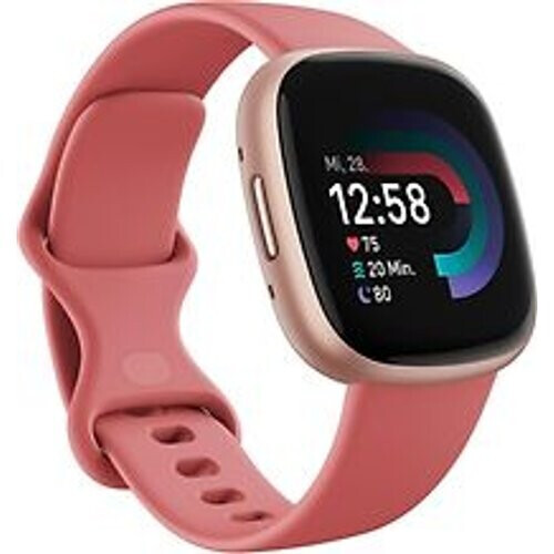 Refurbished Fitbit Versa 4 40 mm aluminium rosé koper met siliconen polsband roze [wifi]
