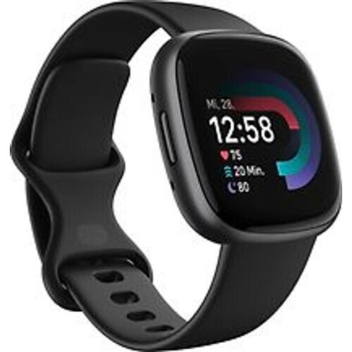 Refurbished Fitbit Versa 4 40 mm grafiet met een zwart siliconen polsband [wifi]