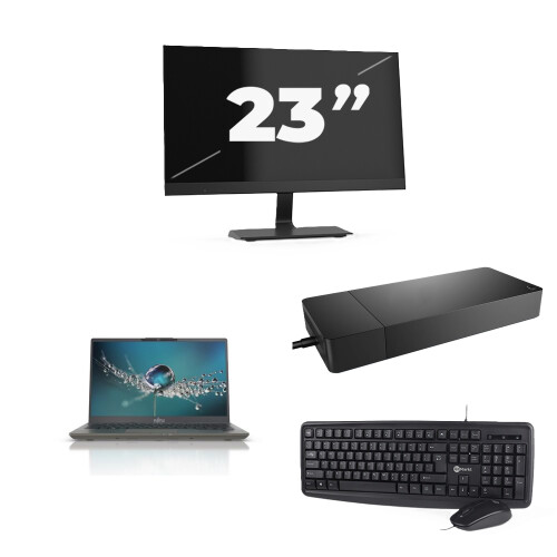 Refurbished Fujitsu Lifebook U7411 - Intel Core i5-11e Generatie - 14 inch - 8GB RAM - 256GB SSD - Windows 11 Home + 1x 23 inch Monitor