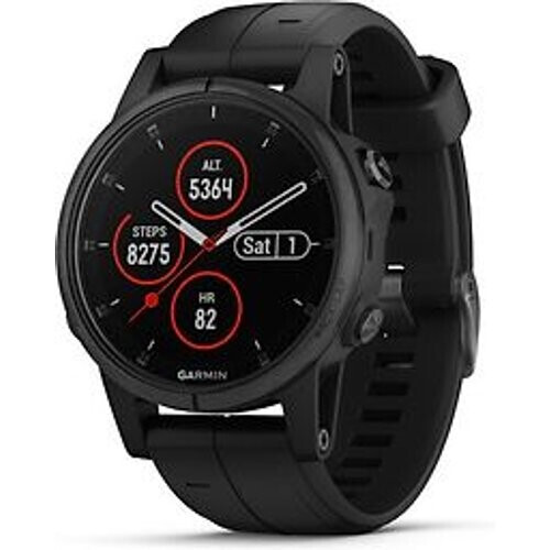 Refurbished Garmin Fenix 5S Plus 42 mm zwart met siliconen armband zwart [wifi, Saphir editie]