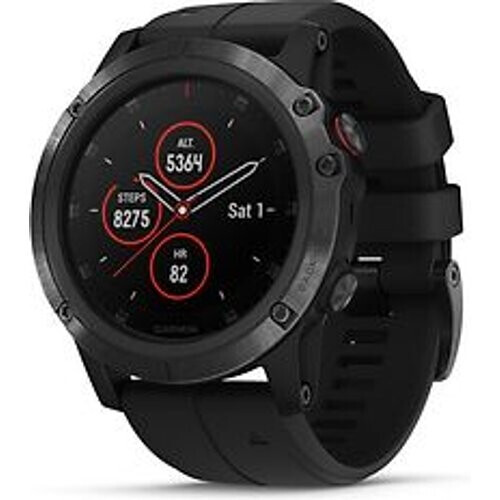 Refurbished Garmin Fenix 5X Plus 51 mm zwart met siliconenarmband zwart [wifi, Saphir editie]