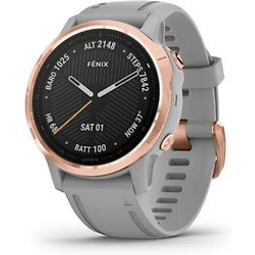 Refurbished Garmin Fenix 6S Sapphire 42 mm grijs met een grijze siliconen polsband