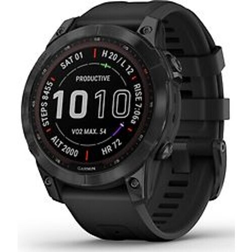 Refurbished Garmin Fenix 7X 51 mm slate grey met zwarte polsband [wifi, Sapphire Solar Edition]