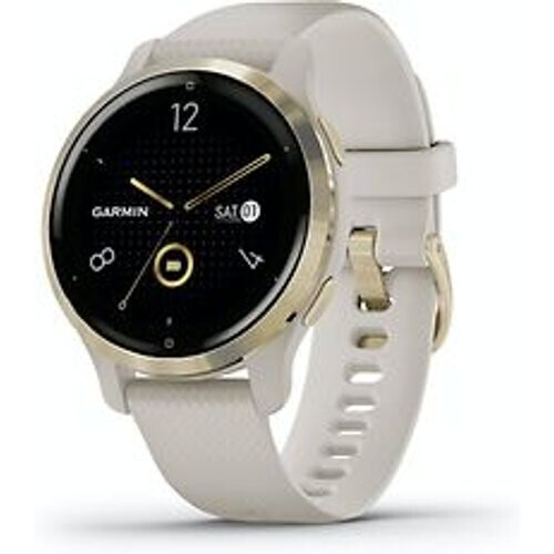 Refurbished Garmin Venu 2S 40 mm light gold rand van roestvrij staal met light sand behuizing en siliconen polsband [wifi]