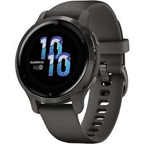 Refurbished Garmin Venu 2S 40 mm slate rand van roestvrij staal met graphite behuizing en siliconenbandje [wifi]
