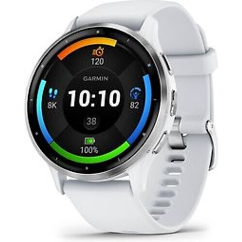 Refurbished Garmin Venu 3 45 mm zilver van roestvrij staal met wit behuizing en siliconen polsband [wifi]