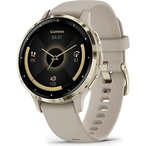 Refurbished Garmin Venu 3S 41 mm goud van roestvrij staal met grijs behuizing en siliconen polsband [wifi]