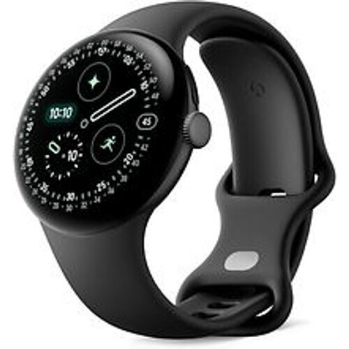 Refurbished Google Pixel Watch 4 45 mm Aluminium kast in matzwart met Sportbandje in obsidiaan [wifi]